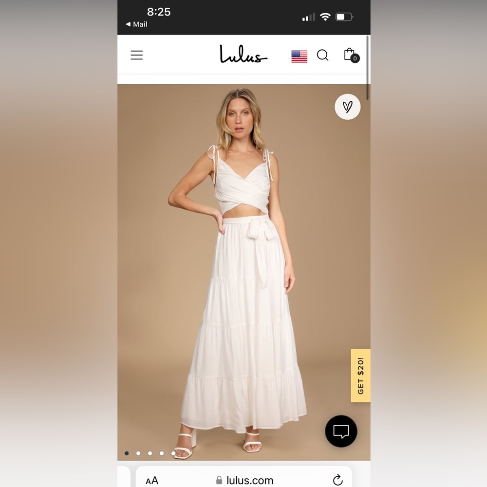 Lulus white maxi dress with cutout